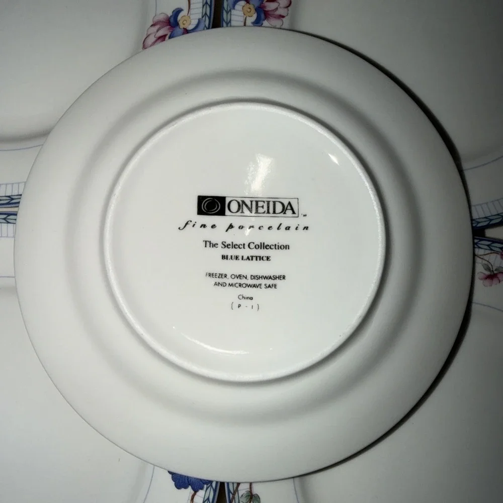 Set of 5 Oneida Porcelain Select Collection BLUE LATTICE 6